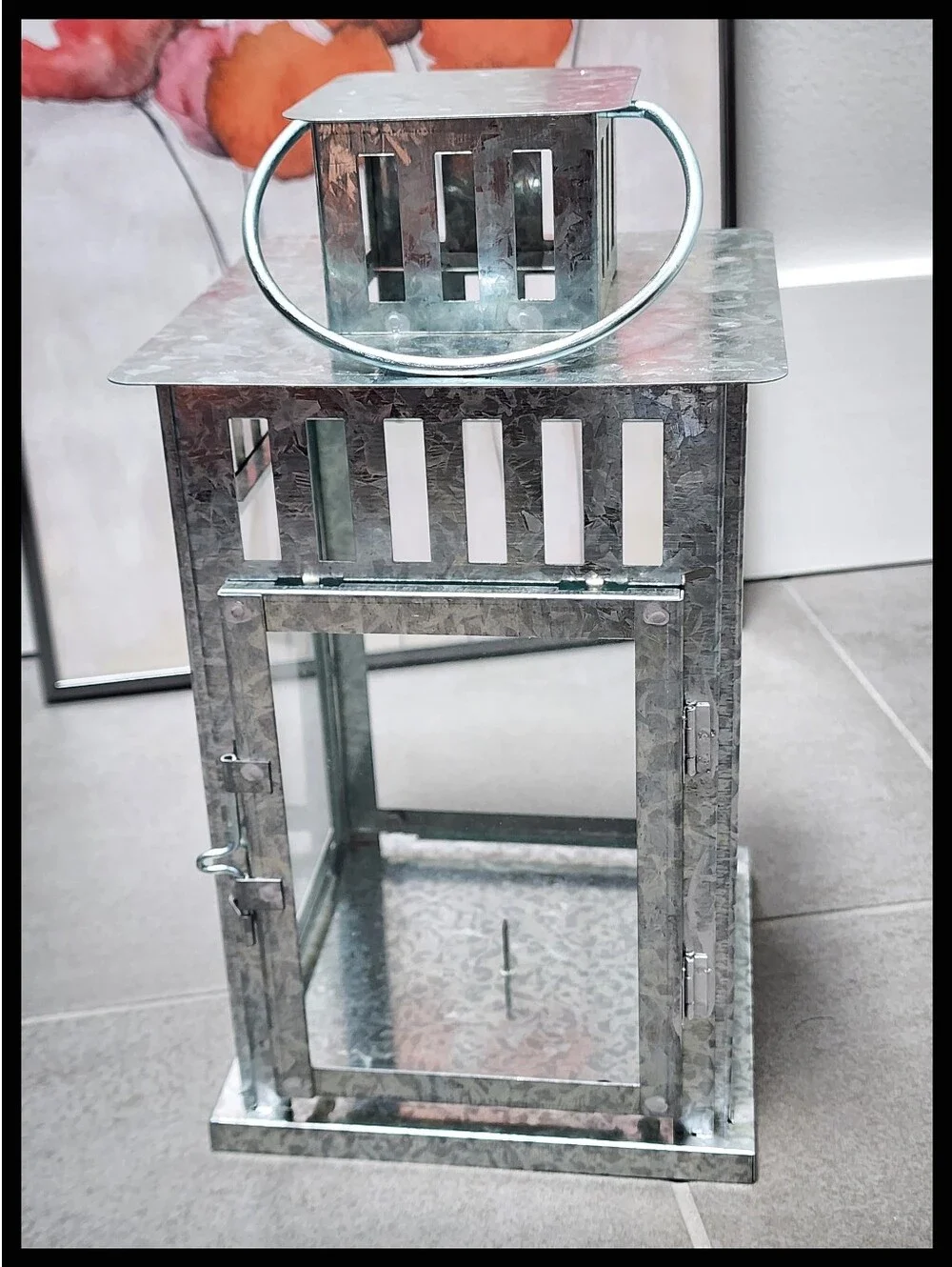 NWT IKEA Borbby Galvanized Metal Glass Lantern Pillar Candle String Light Floral