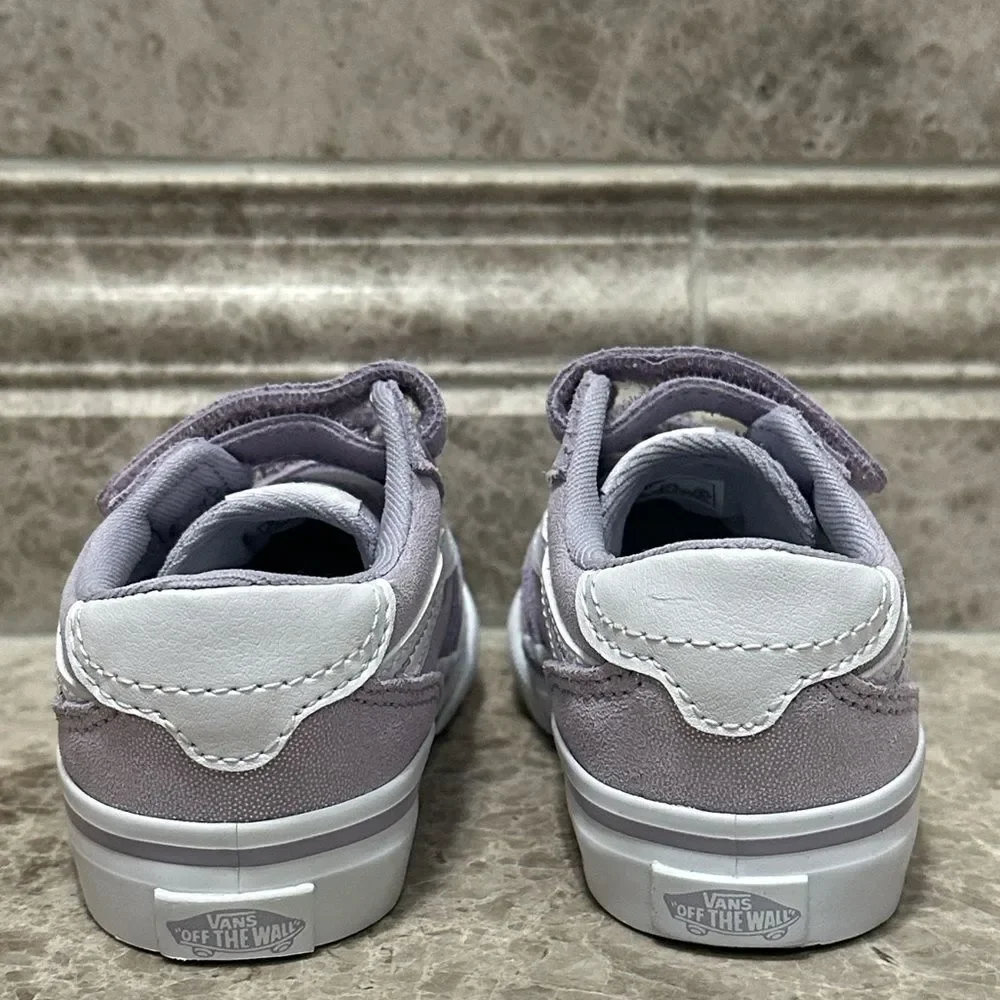Vans Brooklyn Lifestyle Shoes Canvas NEW Kids Size 8 Purple Shimmer Velcro