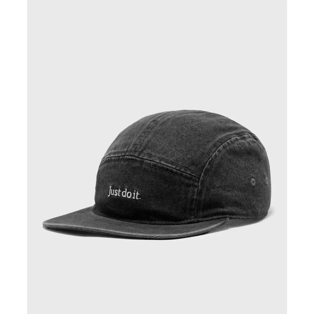 Nike Fly Just Do It Black Washed Denim Unstructured 5 Panel Cap S/M IB2345 010