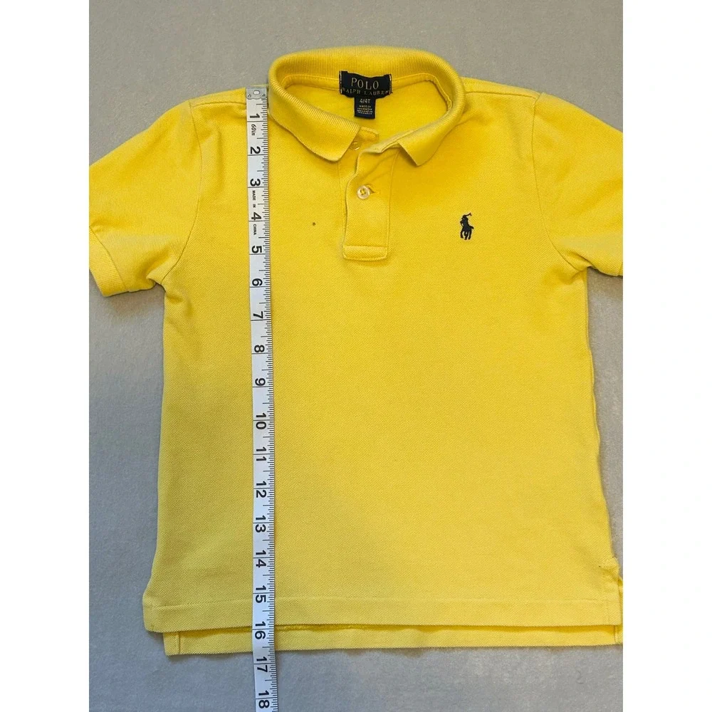 Polo Ralph Lauren Boys Yellow Cotton Pique Short Sleeve Polo Shirt Size 4/4T