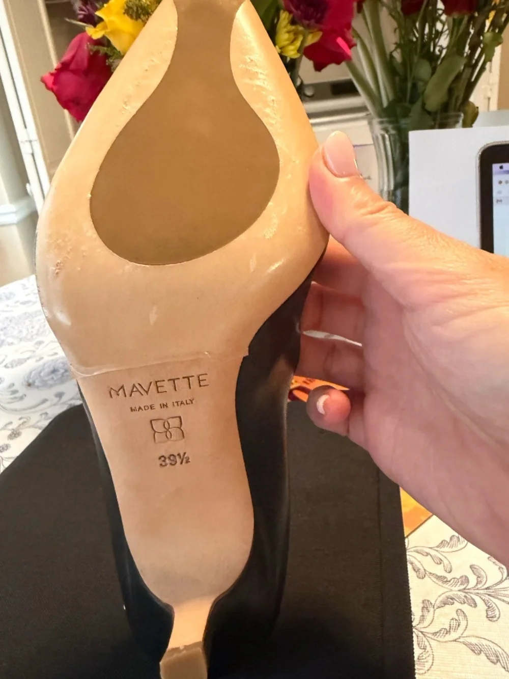 Mavette black stilettos, size 39 1/2