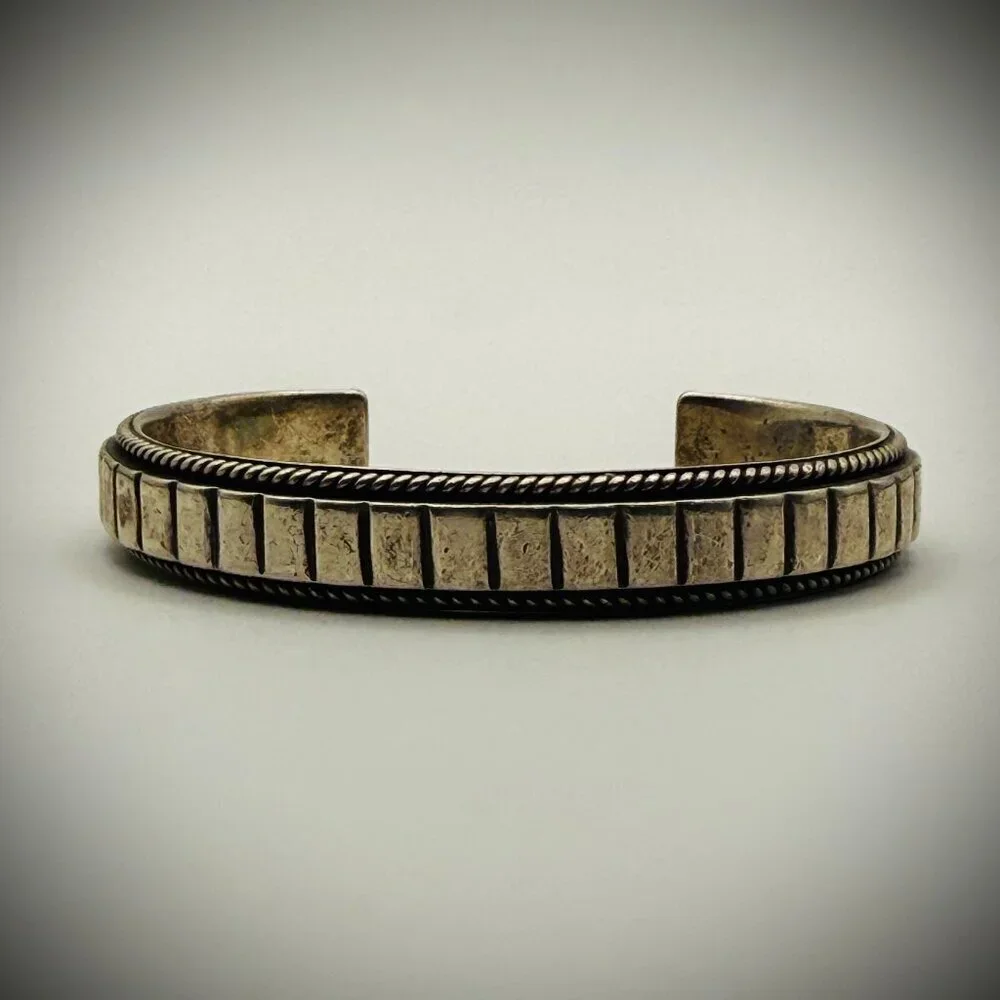 Artie Yellowhorse HC Heavy Sterling Silver Textured Cuff Bracelet