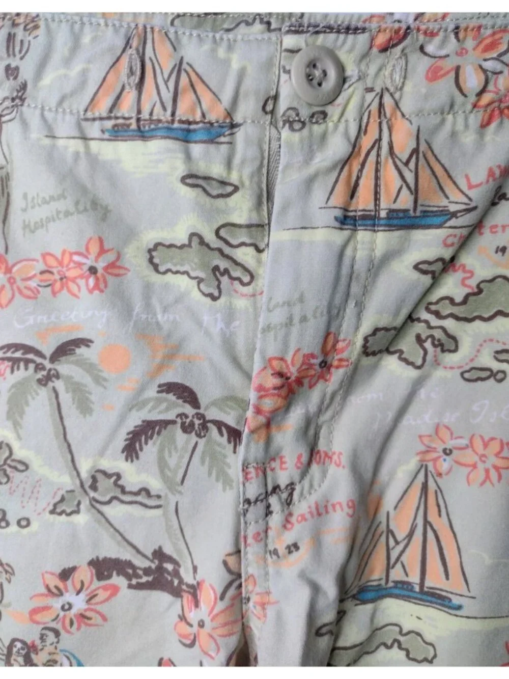 Old Navy Girls Y2K Hawaiian Cargo Capris 16 Canvas Tropical Travel Vintage Hula
