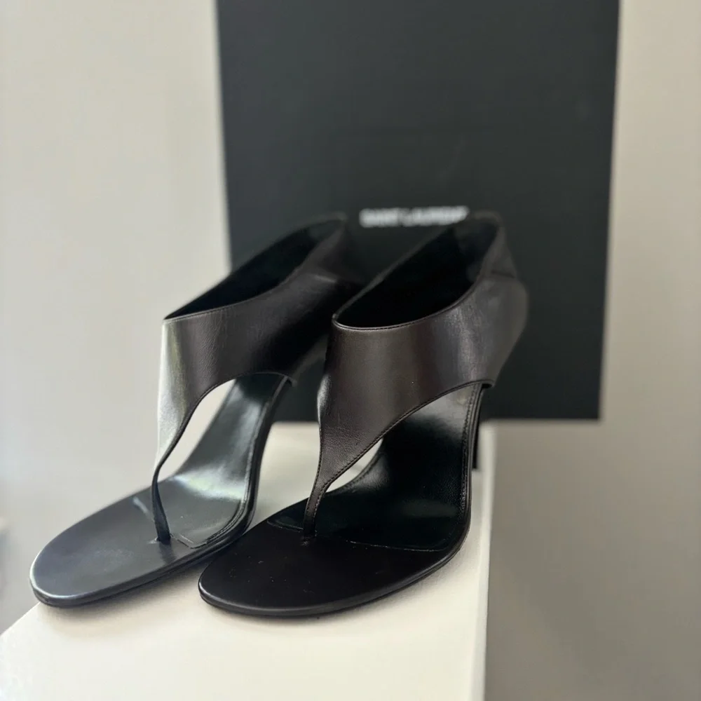 Saint Laurent Nappa Giannutri Harris eagle brown  leather heels size 39