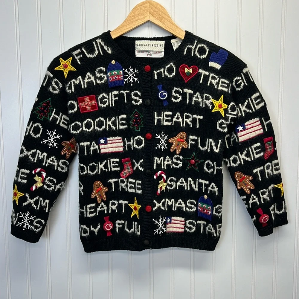 Vintage Girls Marisa Christina‎ Christmas Cardigan Sweaters Sz L