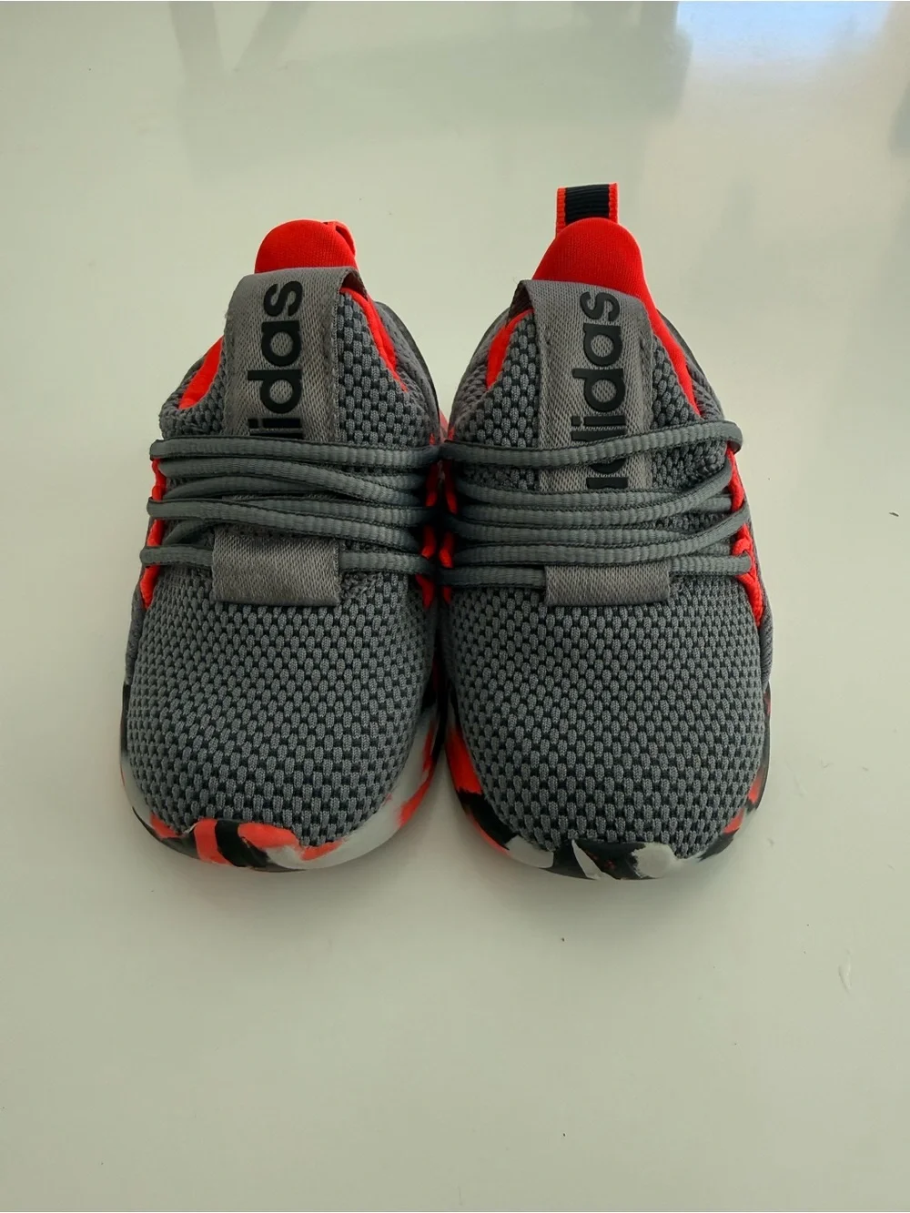 adidas Kids Gray & Red Knit Slip-On Sneakers