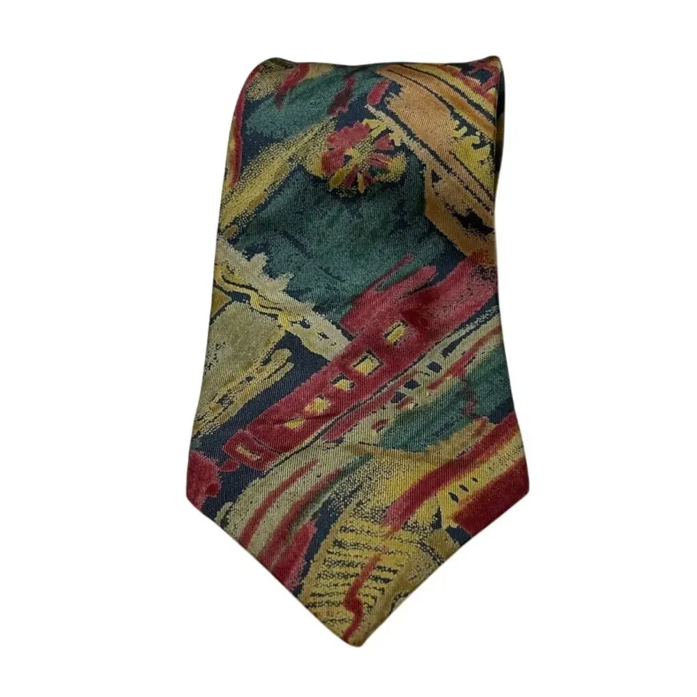 Vintage‎ Oscar de la Renta 100% Silk Abstract Print Tie