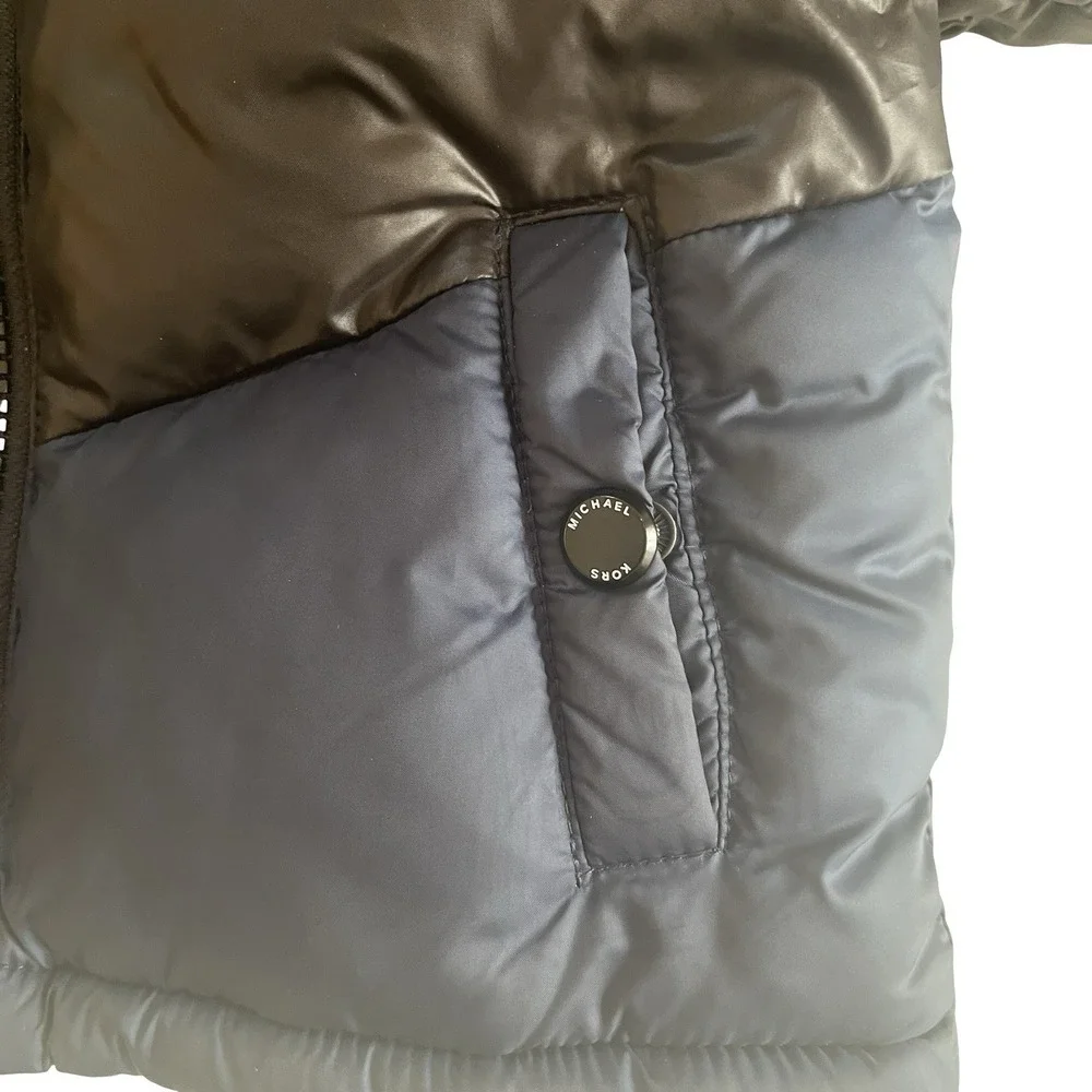 Michael Kors‎ Baby Size 18 Months Puffer Jacket Boy's Navy Black Colorblock Coat