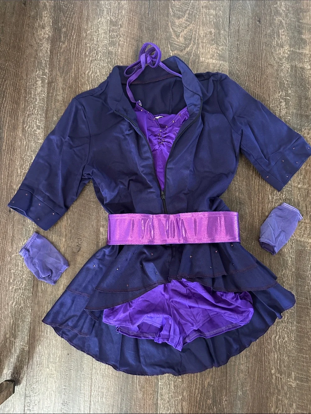 Competition Dance Costume Set with Shimmer Belt (Adult Small)