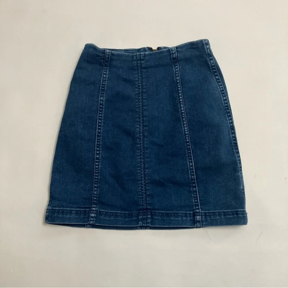 FREE PEOPLE back zip bodycon denim mini