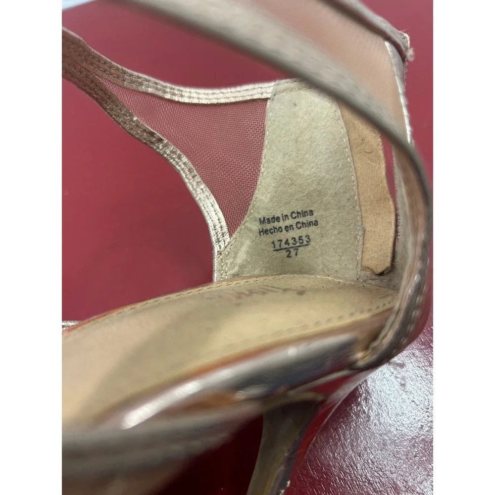 Fioni Metallic Strappy Sandals 7.5 Rose Gold Mesh Stiletto Formal Glam Evening