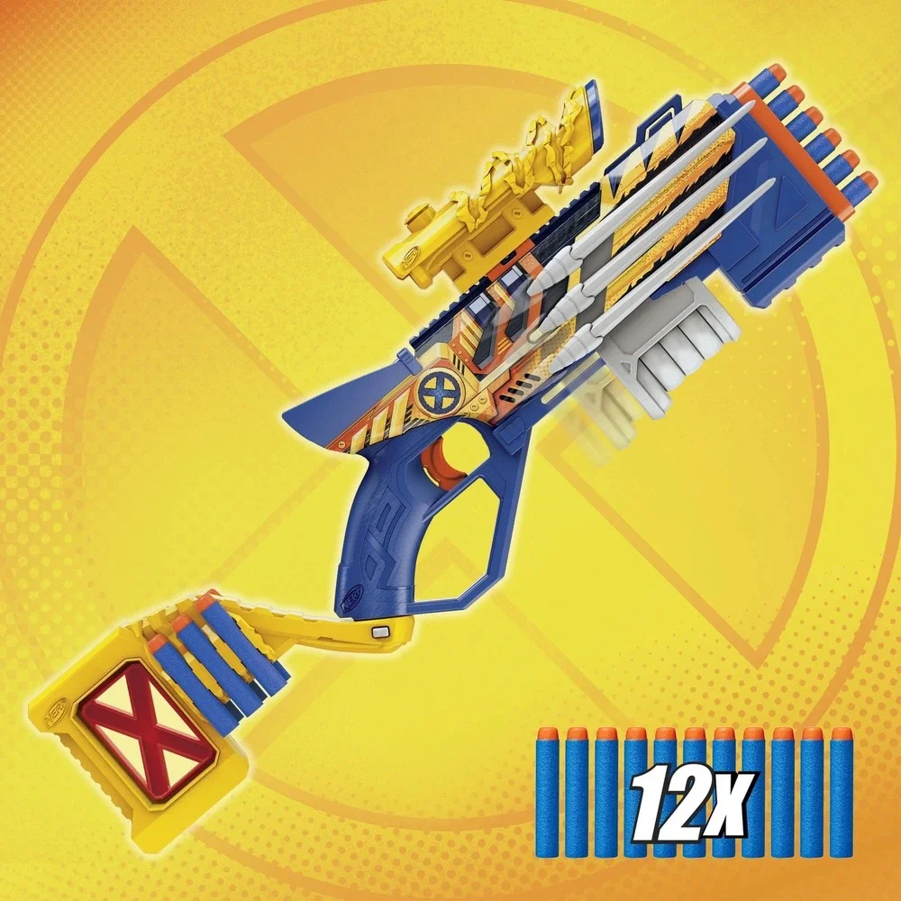 Nerf Elite Marvel X-Men '97 Wolverine Blaster Claw Pump Action Toy 12 Darts