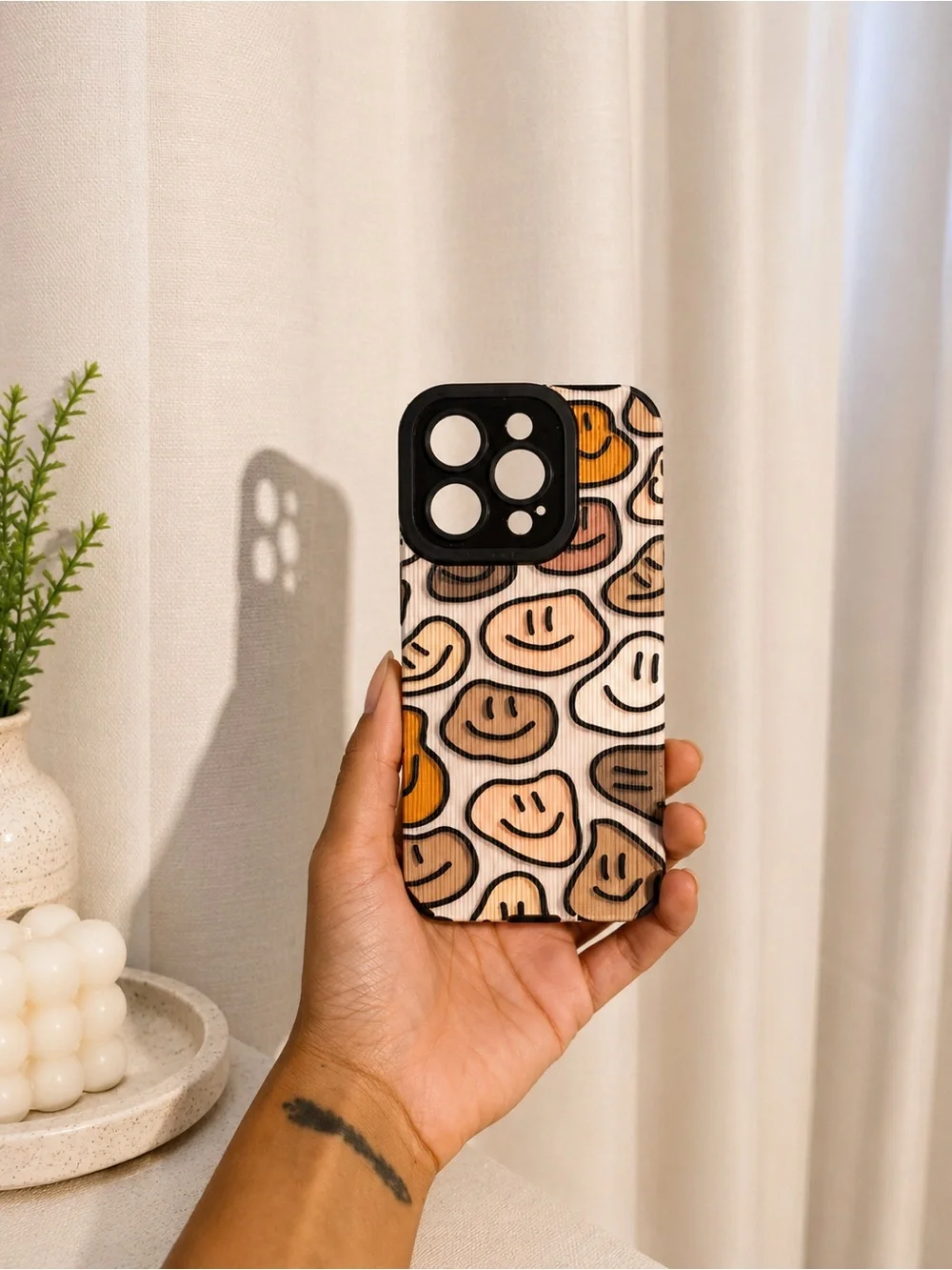 Neutral Smiley Pattern Phone Case - Compatible Cell Phone Accessory