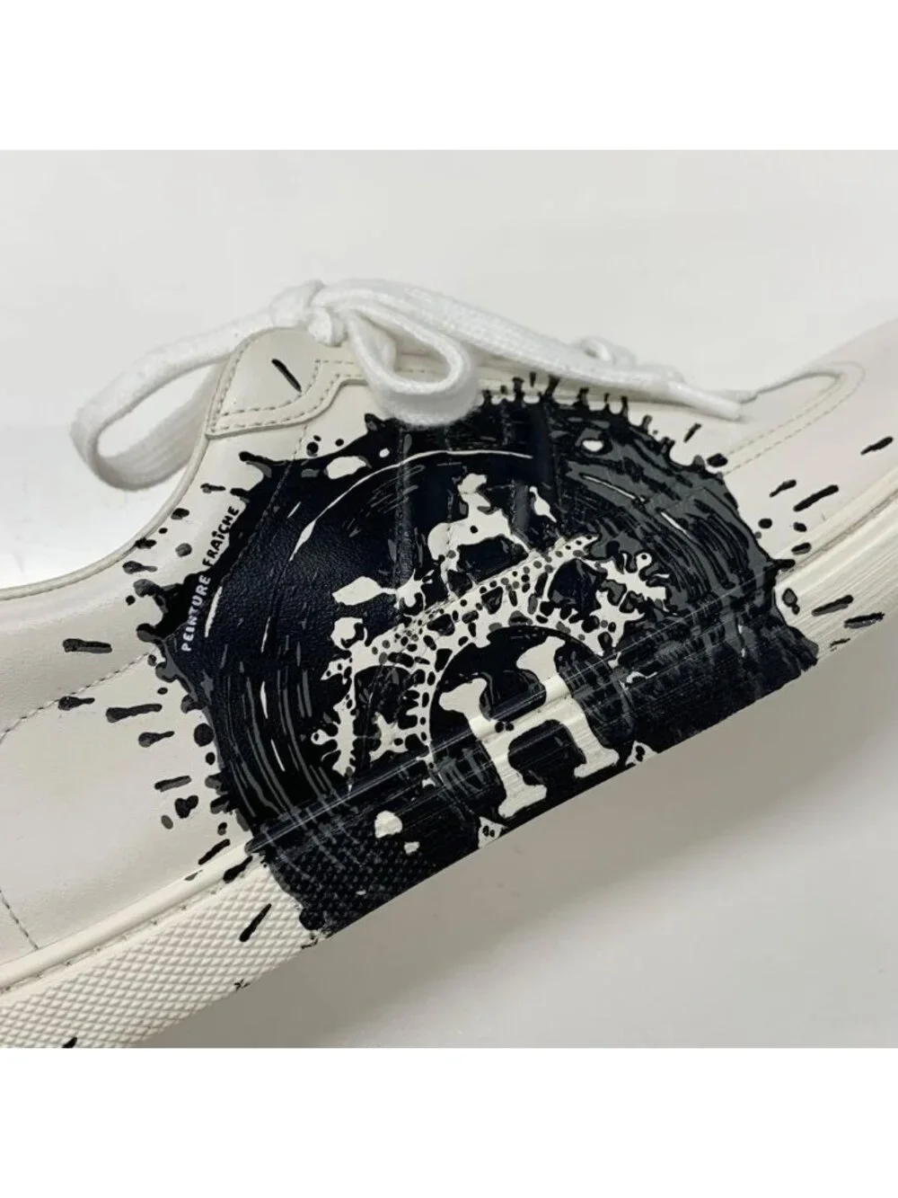 Hermes Quicker Leather Fresh Paint Sneakers White Black