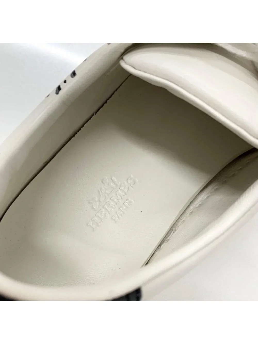 Hermes Quicker Leather Fresh Paint Sneakers White Black