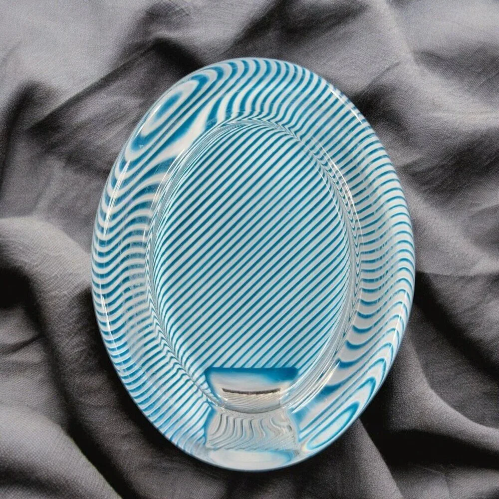 Mikasa Blue White Strips Picture Frame Polished Crystal‎ Glass Made In Japan