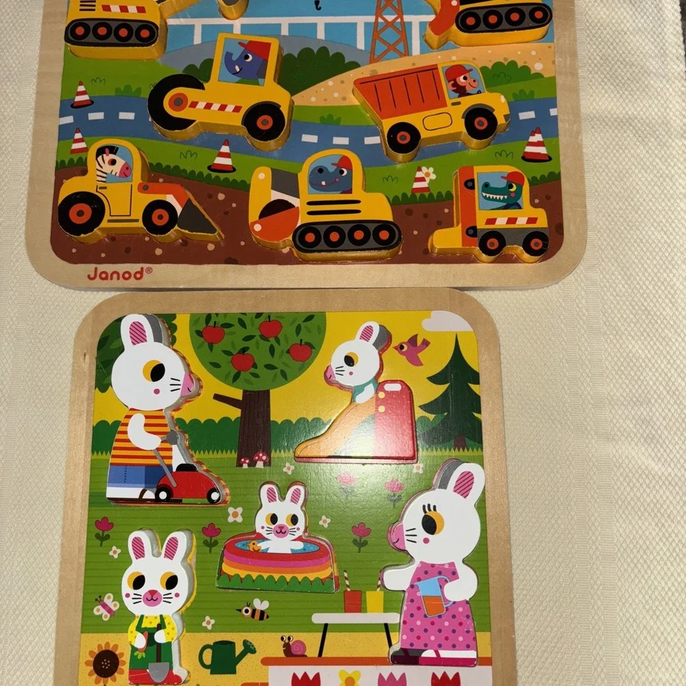 Janod Wood Construction‎ Site And Bunny, Wood Puzzles, All Pieces Available 3439