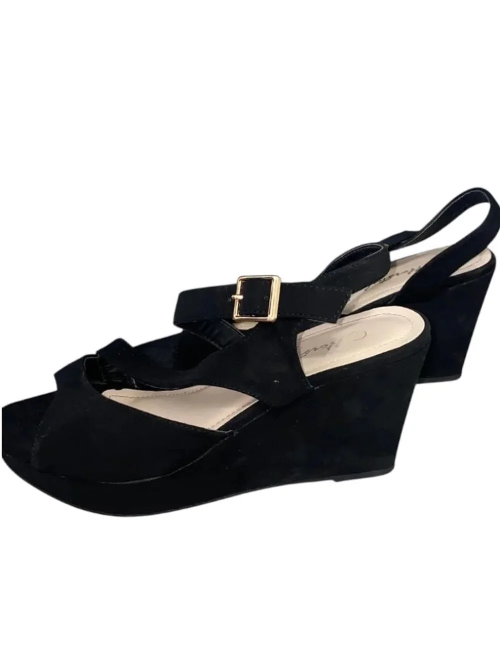 Black Wedge Heels Women's Size 9 Classic Platform Sandals