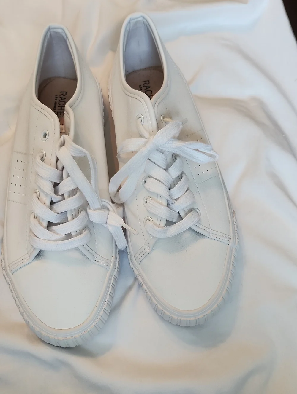 Rachel Zoe White Low-Top Leather Lace-Up Sneakers