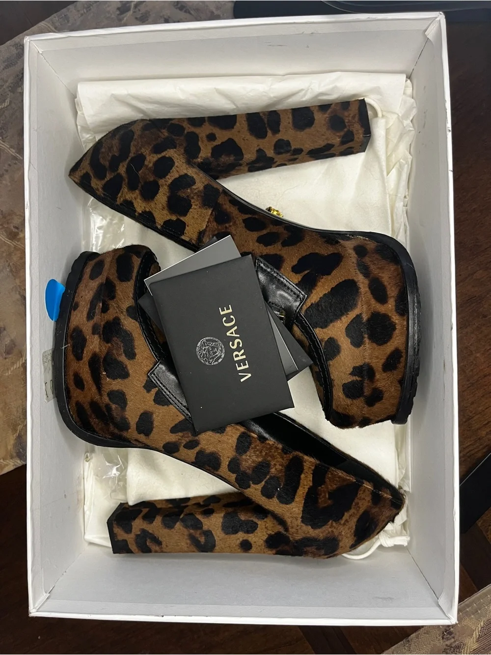 Versace Leopard-Print Platform Block Heel Pumps - Brown & Black