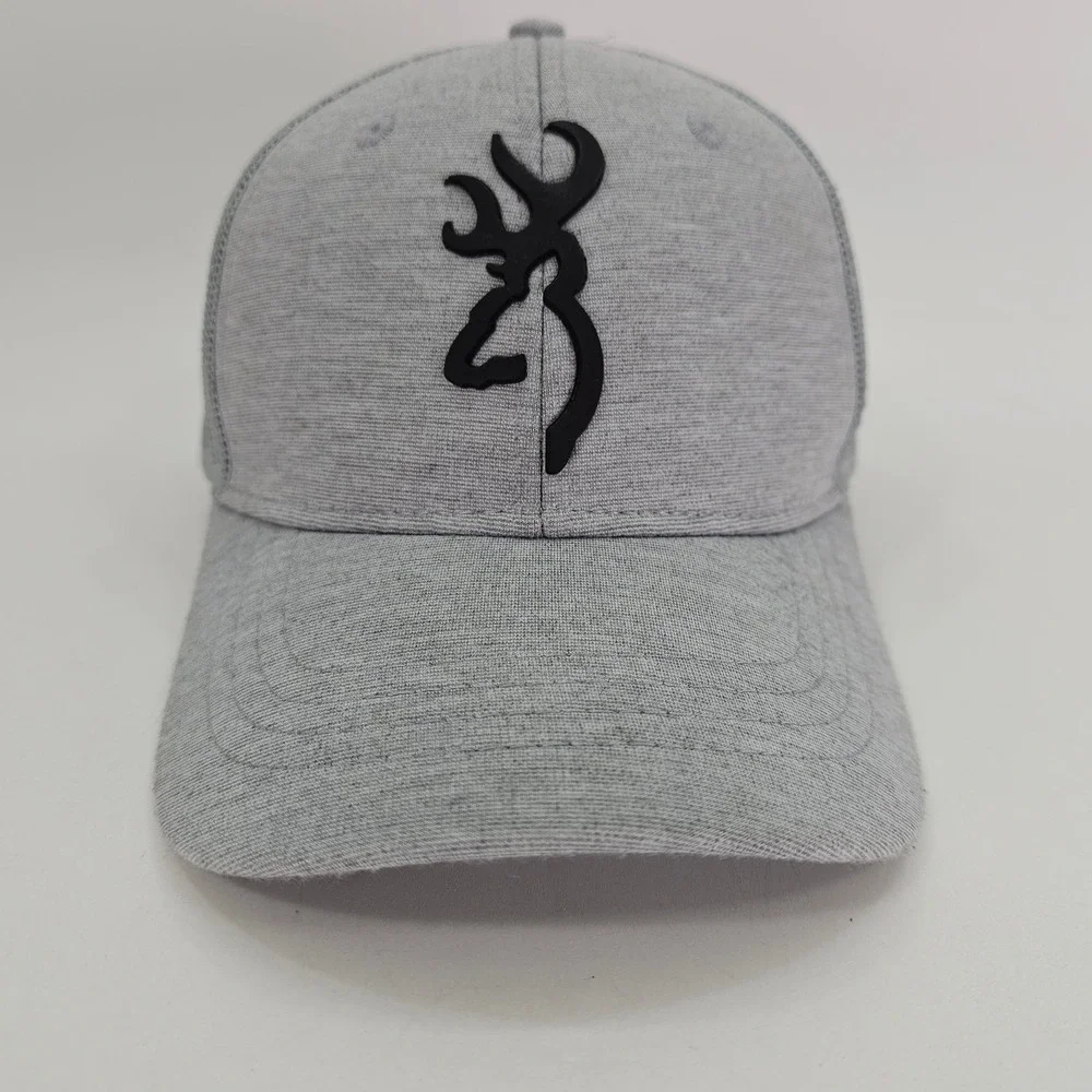 Browning Trucker Hat Mens OSFM Gray Y2K Buckmark Logo Snapback Mesh Cap Skate