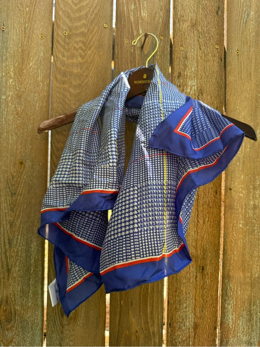 Wyoming Traders Blue Red Geometric Silk Square Scarf NWT