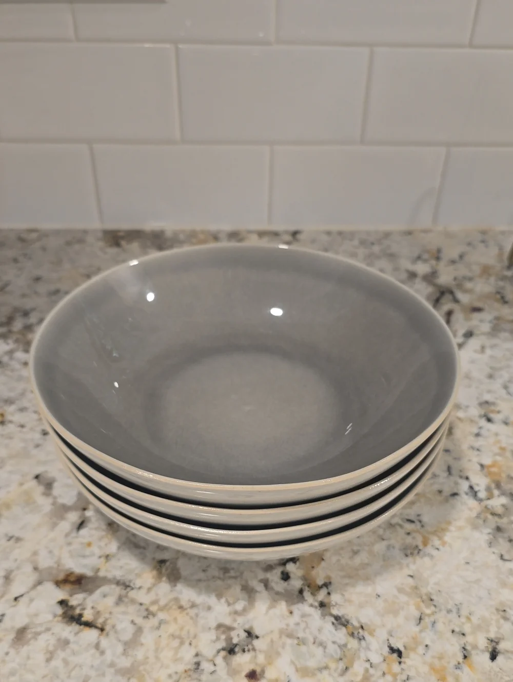 West Elm Alta Charcoal Grey Crackel Bowls. Size 8.5