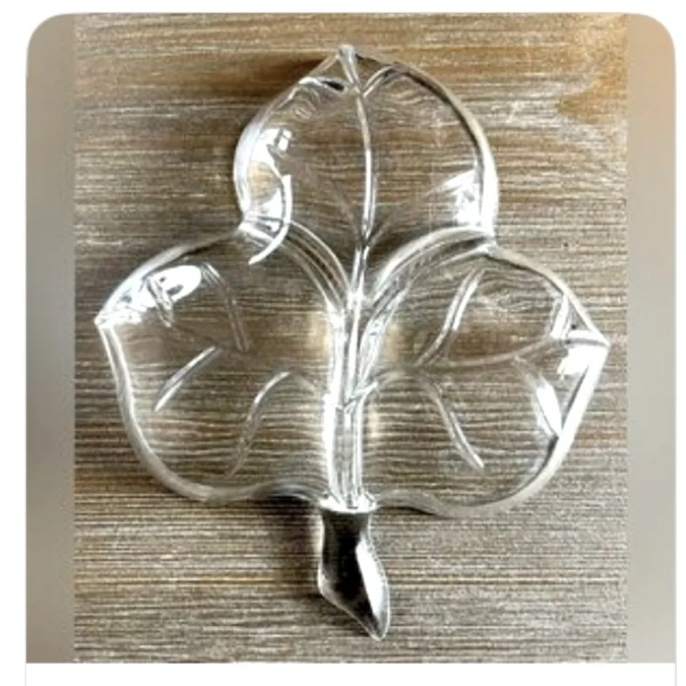 Clear Glass Leaf-Shaped Divided Serving Dish - Clear