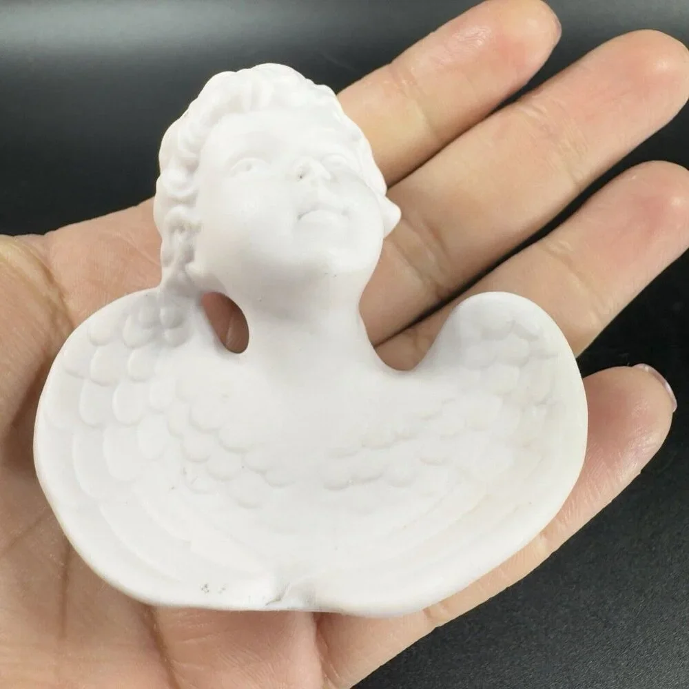 Orlik Germany Bisque Angel Bust Figurine Fine Porcelain Pale Pink Figure Vintage
