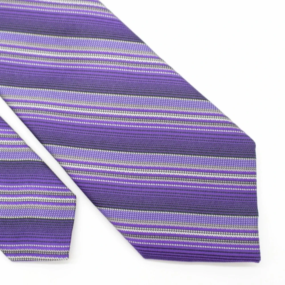 Kenneth Cole Awearness Purple‎ Striped Silk Tie Woven Skinny