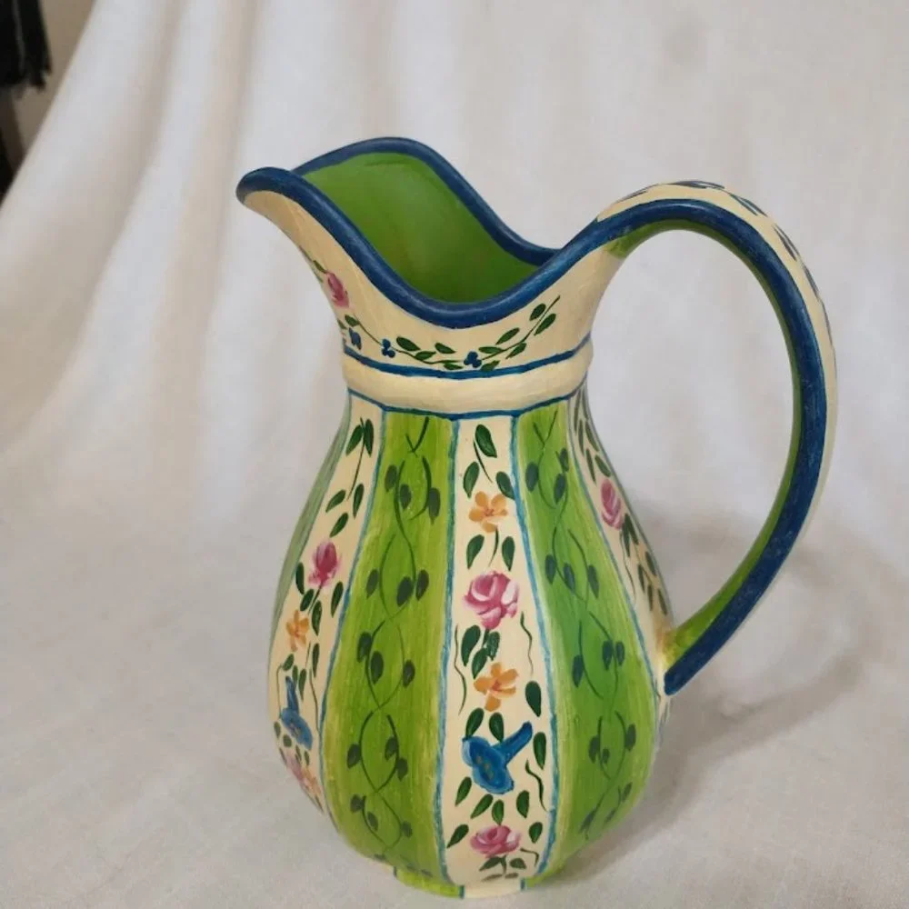 Jane Keltner Floral Pattern Designer Pitcher. antique pitcher