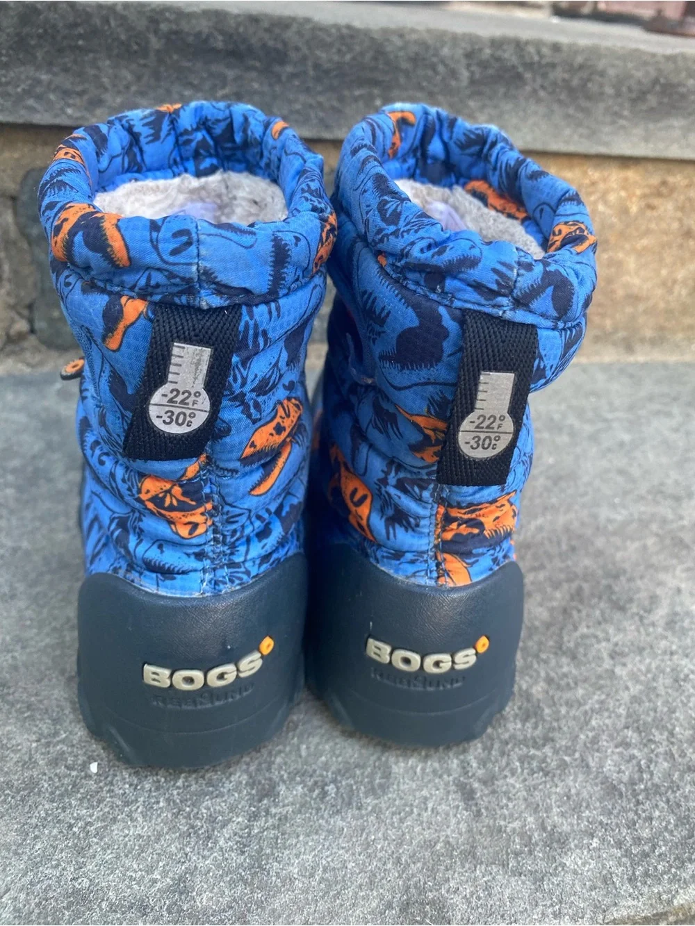 Bogs Kids Blue & Orange Dino Snow Boots