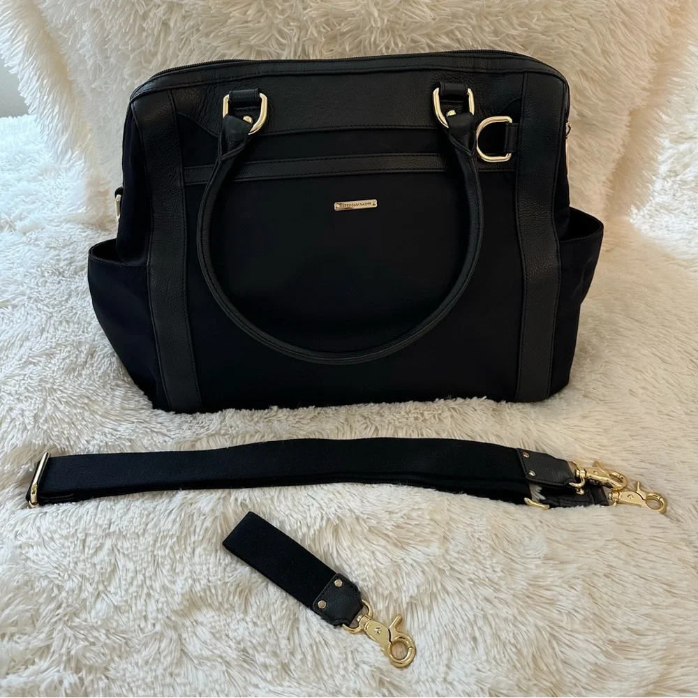 Rebecca Minkoff Knocked Up Diaper Bag Black Nylon Leather Baby Bag NWOT