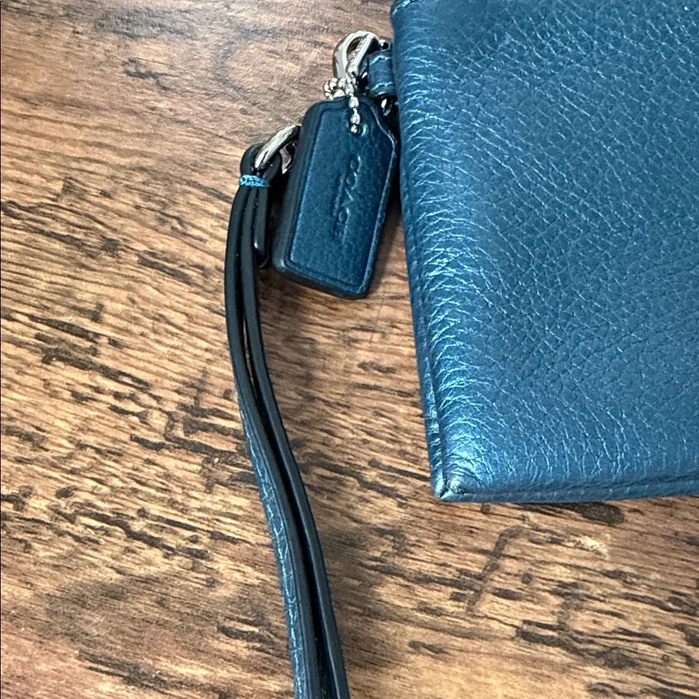 Coach Navy Leather Wristlet