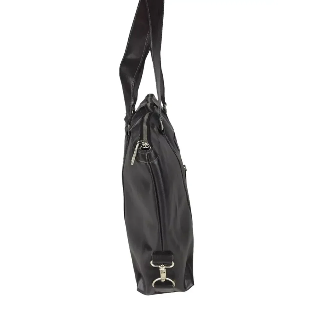 Denali Womens Brown Leather Inner Dividers Pockets Double Handles Laptop Bag‎