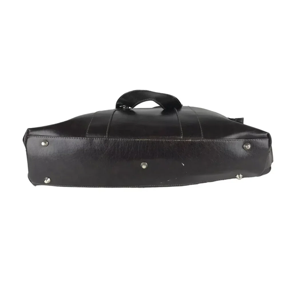 Denali Womens Brown Leather Inner Dividers Pockets Double Handles Laptop Bag‎