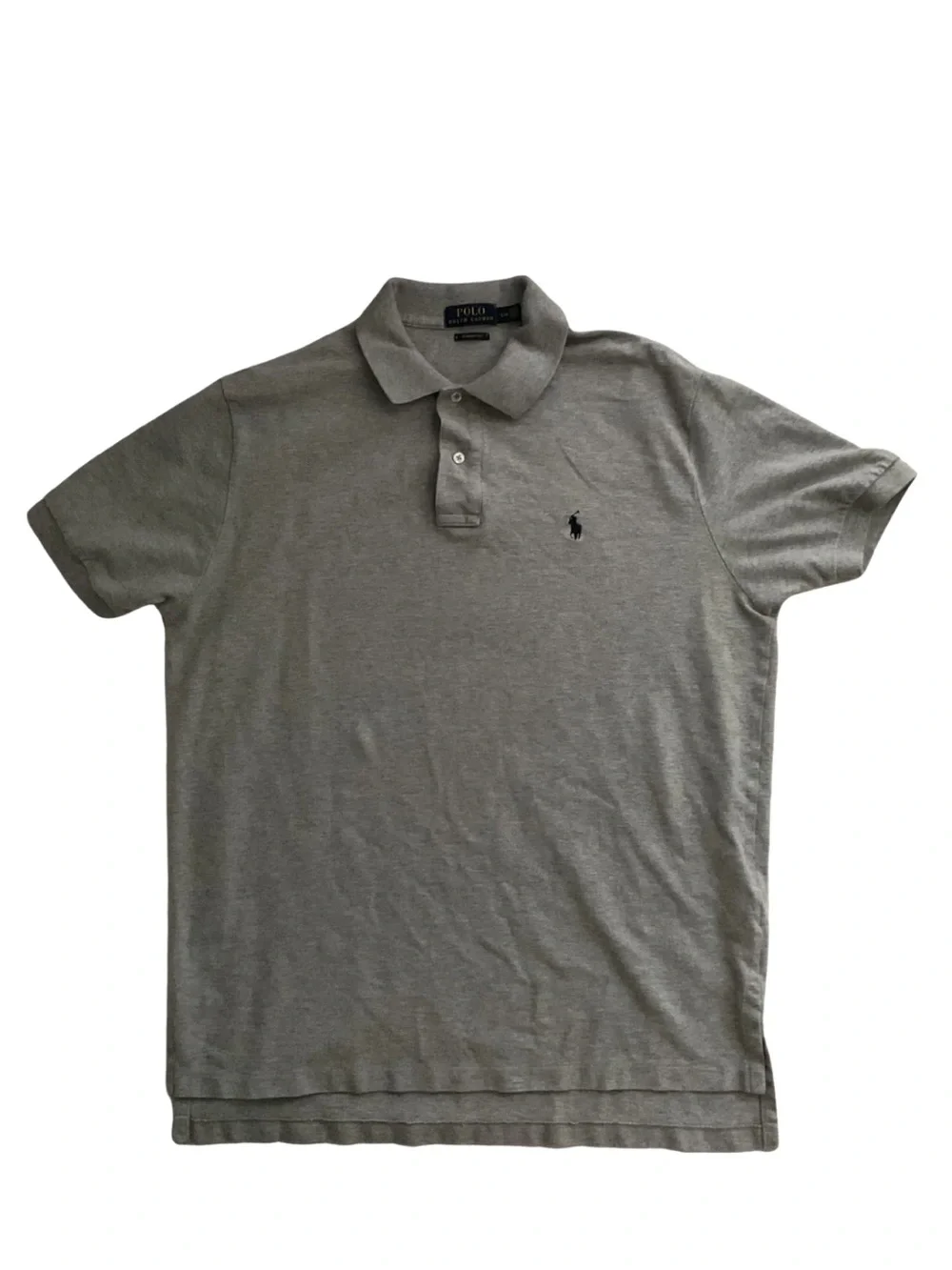 Ralph Lauren Men's Light Gray Polo Shirt with Navy Pony Men L Preppy Travel