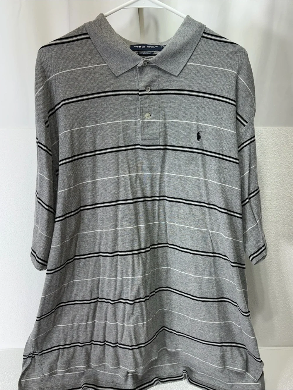 Ralph Lauren Gray Polo with Black & White Stripes 1762