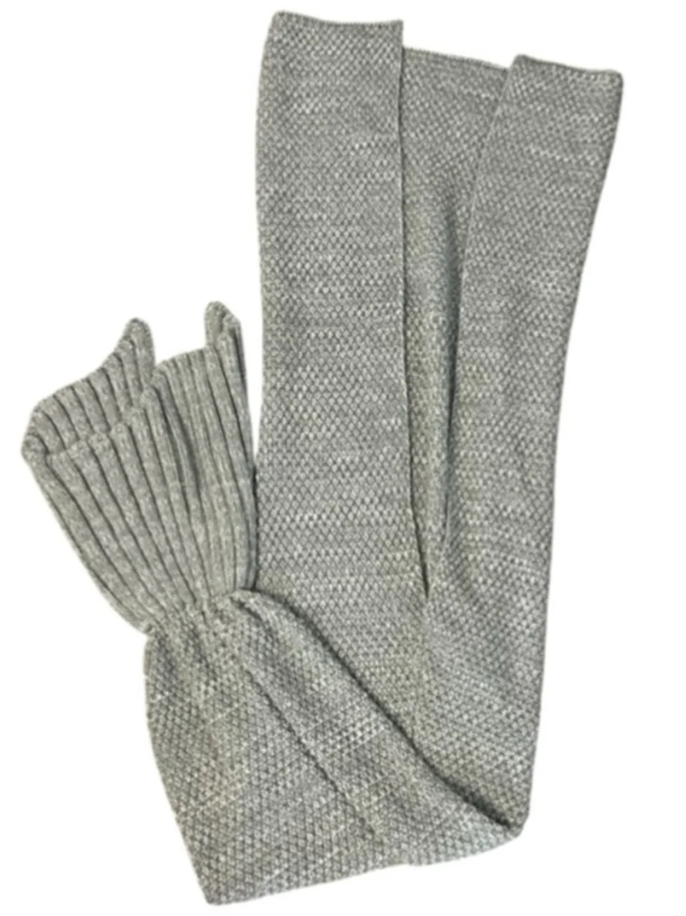 Gray Knit Mermaid Tail Blanket One Size
