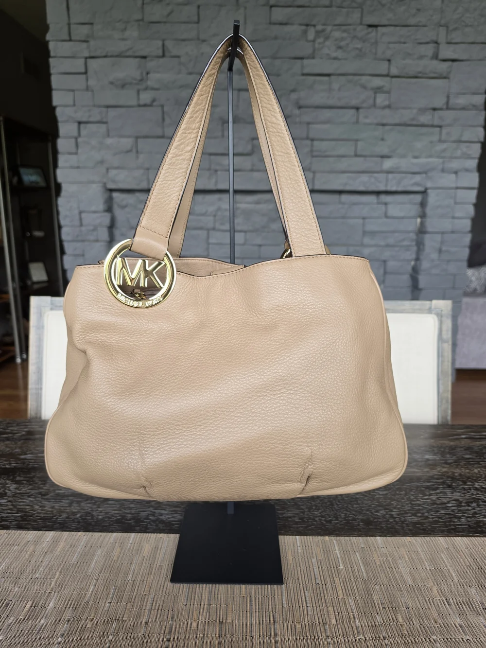 Michael Kors Tan Pebble Leather Hobo Handbag
