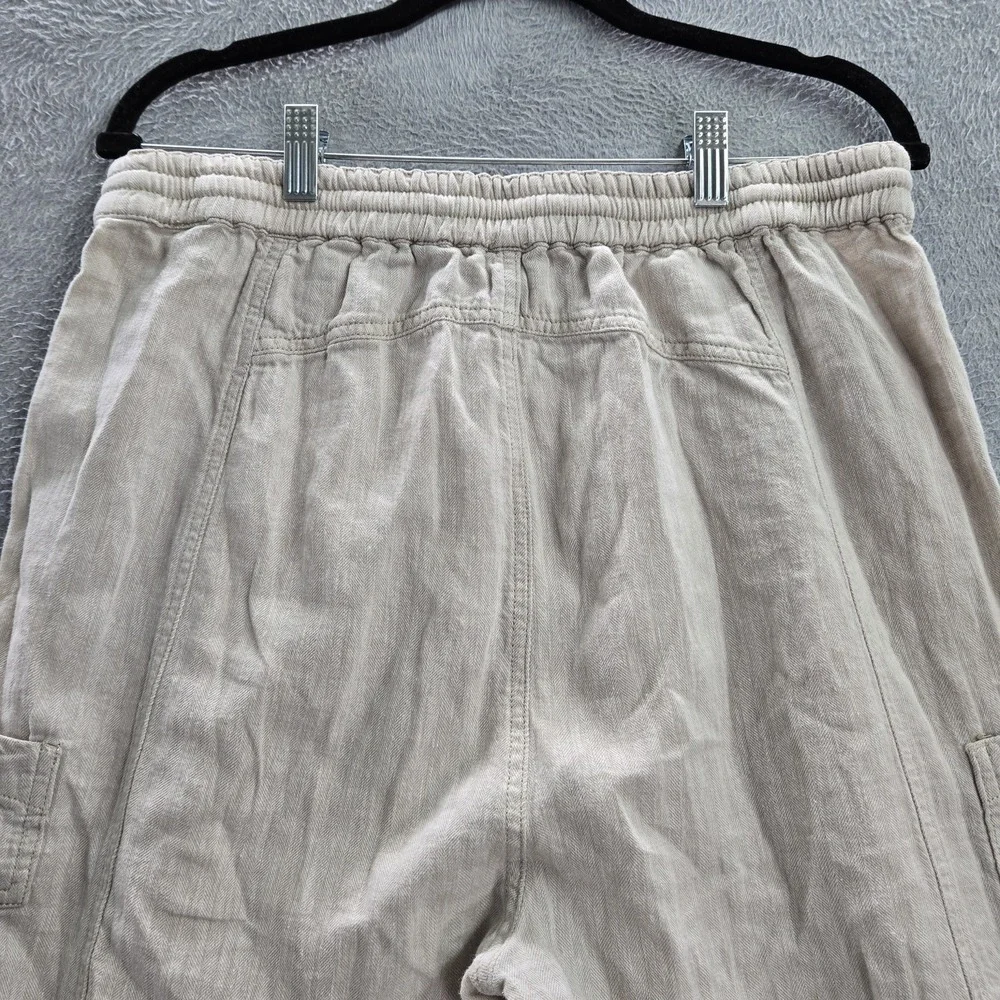 Free People Women Pants M Brown Feelin Good‎ Utility Cargo Linen 27