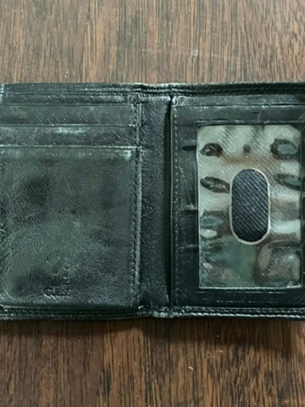 Guess Small Black Leather ID Wallet w/ Clip