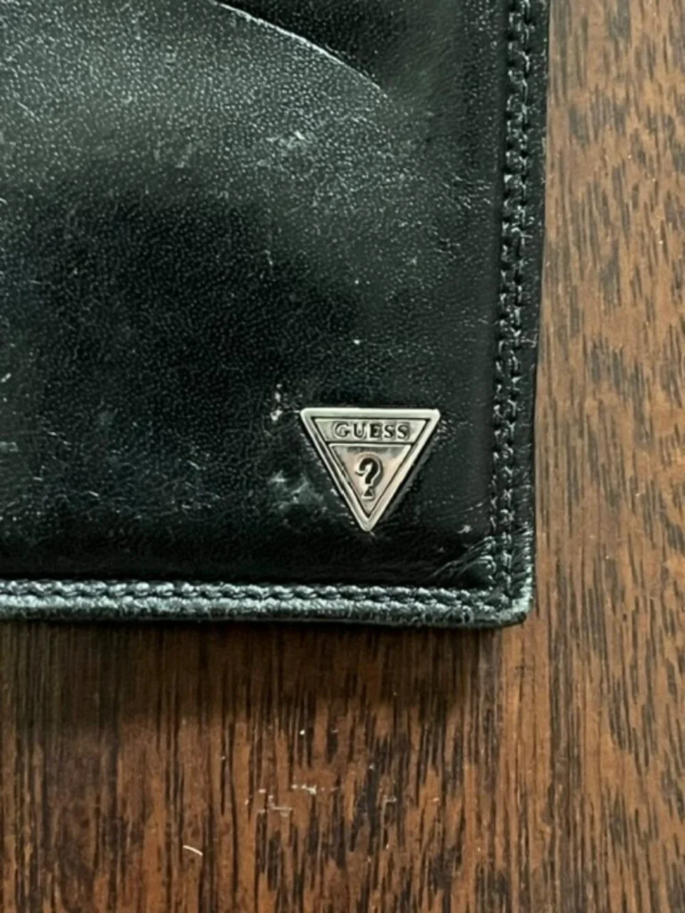 Guess Small Black Leather ID Wallet w/ Clip