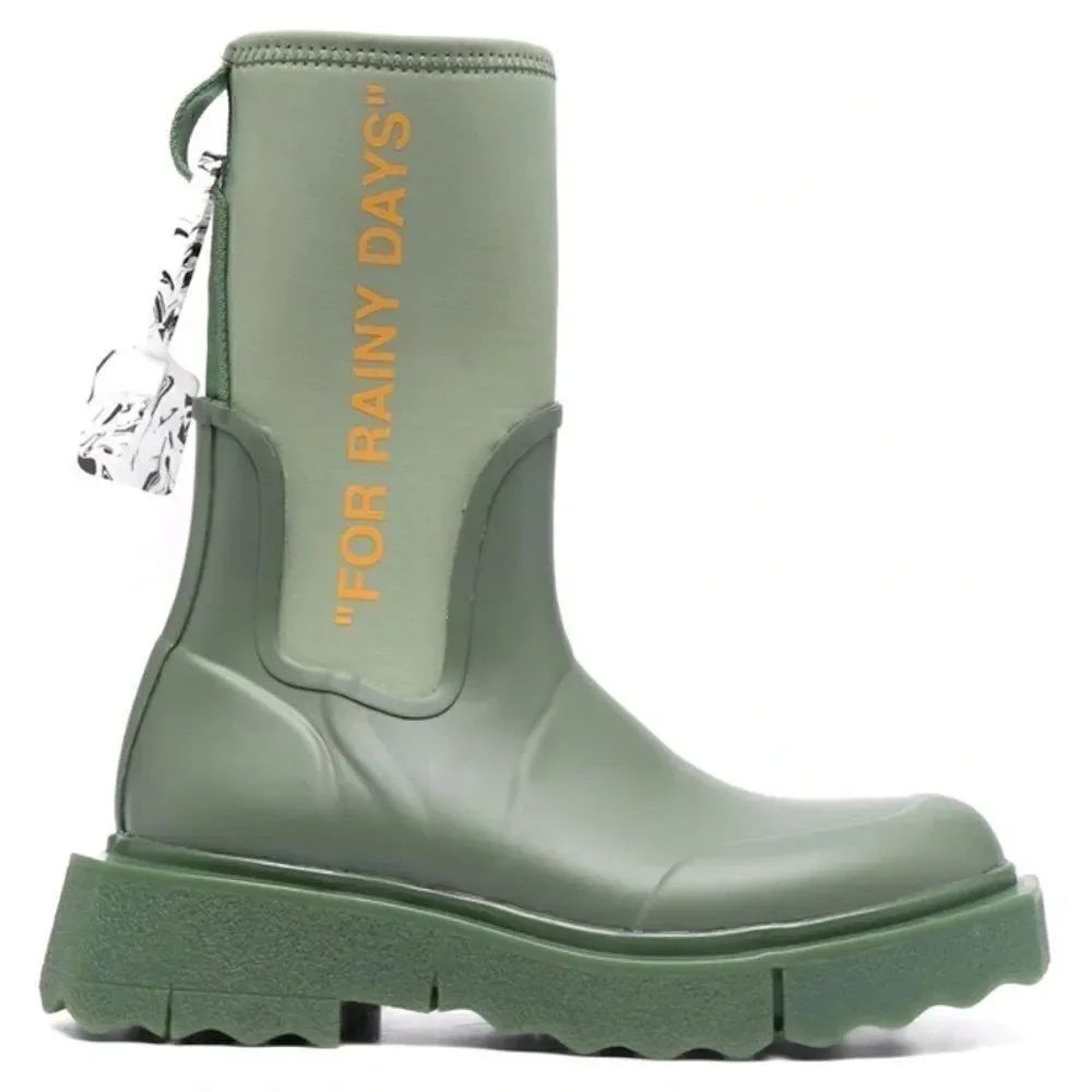 Revolve OFF-WHITE Zip-tie Rubber Rain Boots in Green (Women's)