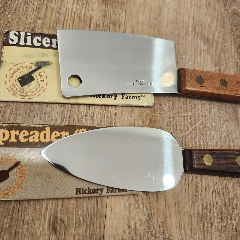 VTG Hickory Farms Charcuterie Cheese Meat Dip Spreader Server & Slicer Wood New