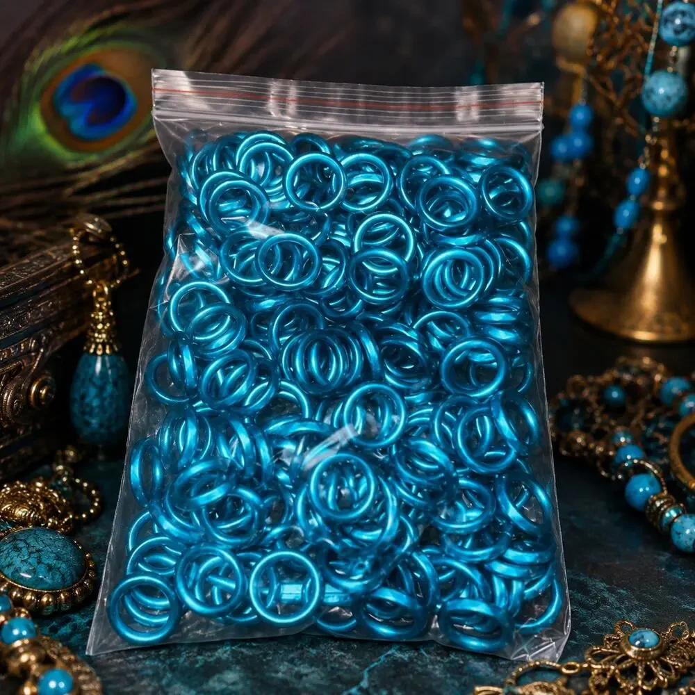 Turquoise Metallic Plastic Craft Rings | Approx. 100 Count Jewelry Making Art