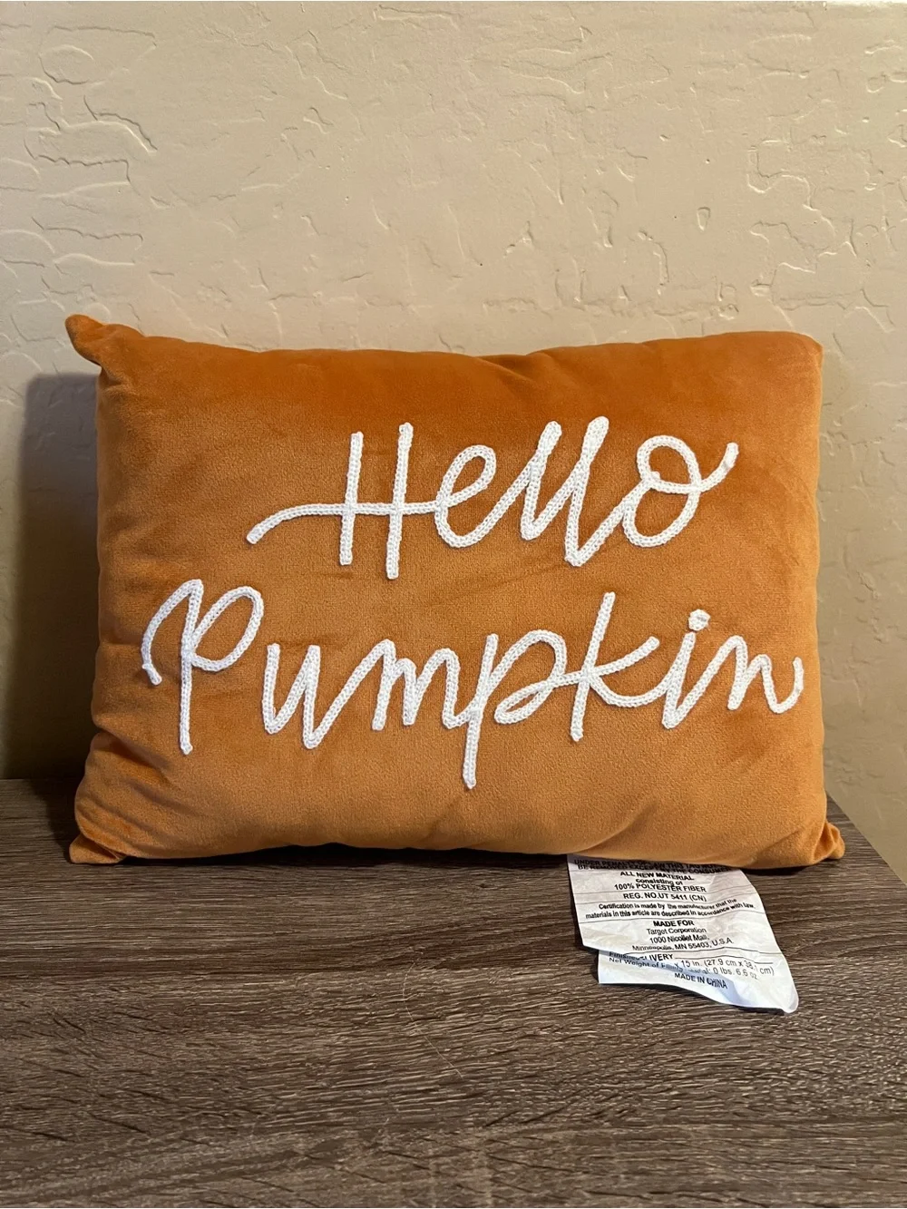 Target Bullseye Hello Fall Throw Pillow Orange White Thanksgiving NWT