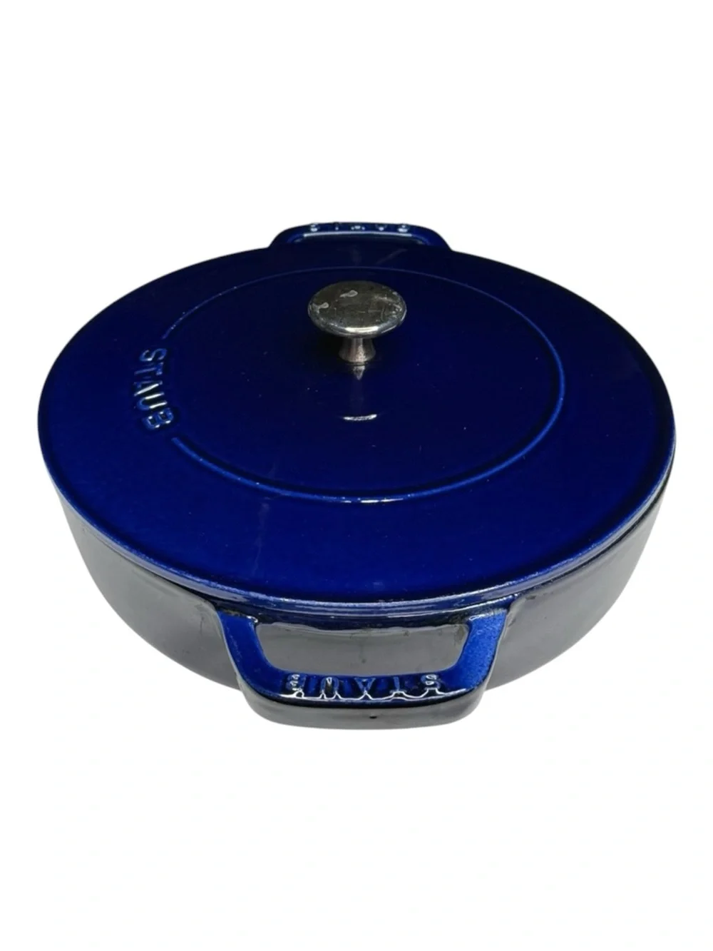 Staub 𖦹 Enameled Cast Iron Braiser with Enamel Lid 𖦹 Glossy Sapphire 𖦹 2L 3.5Q 𖦹