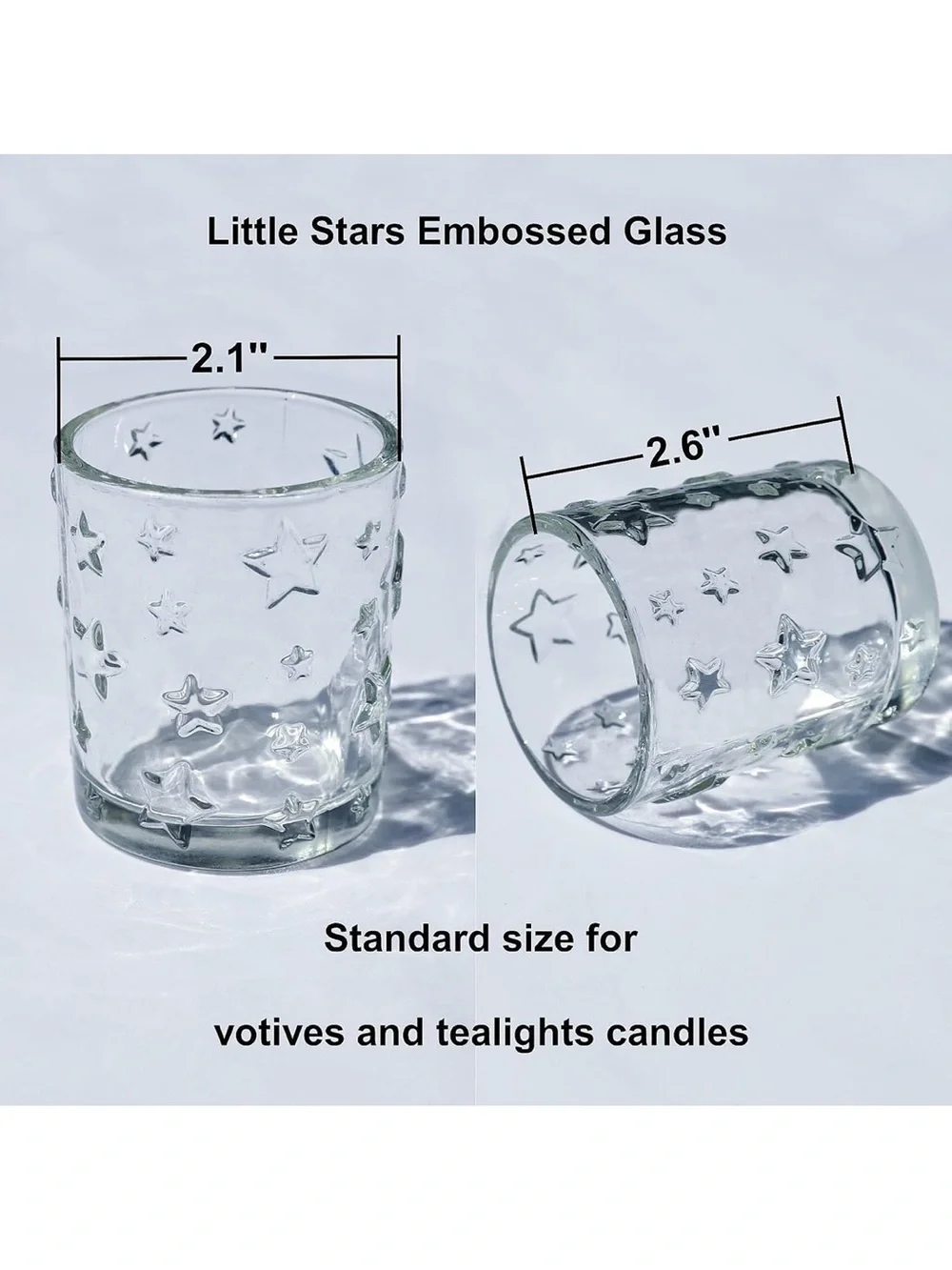 Clear Embossed Star Votive Candle Holders Set of 6