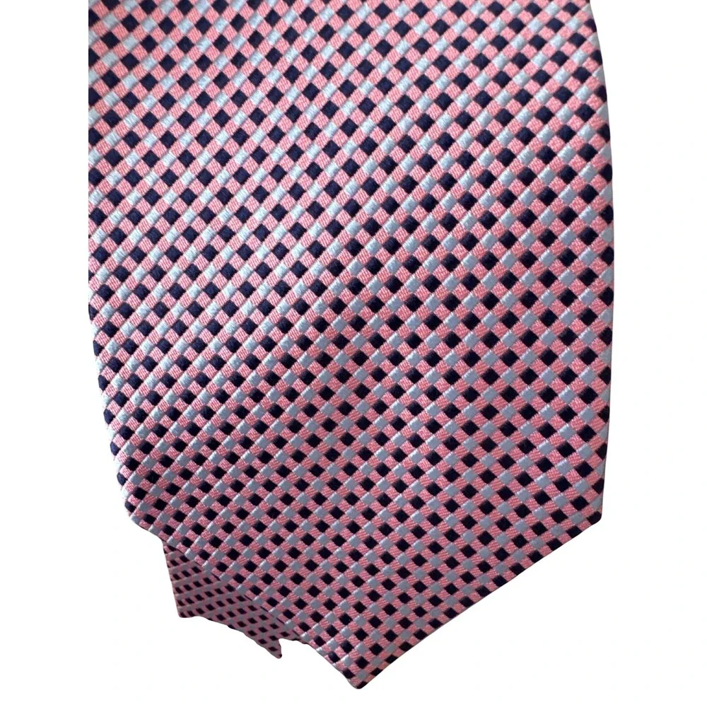 Brooks Brothers 346 Mens‎ Tie Pink Blue Checkered Silk Classic